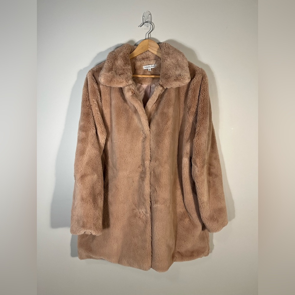 Ophelia Roe Faux Fur Coat Soft Pink Rose Cozy 1X